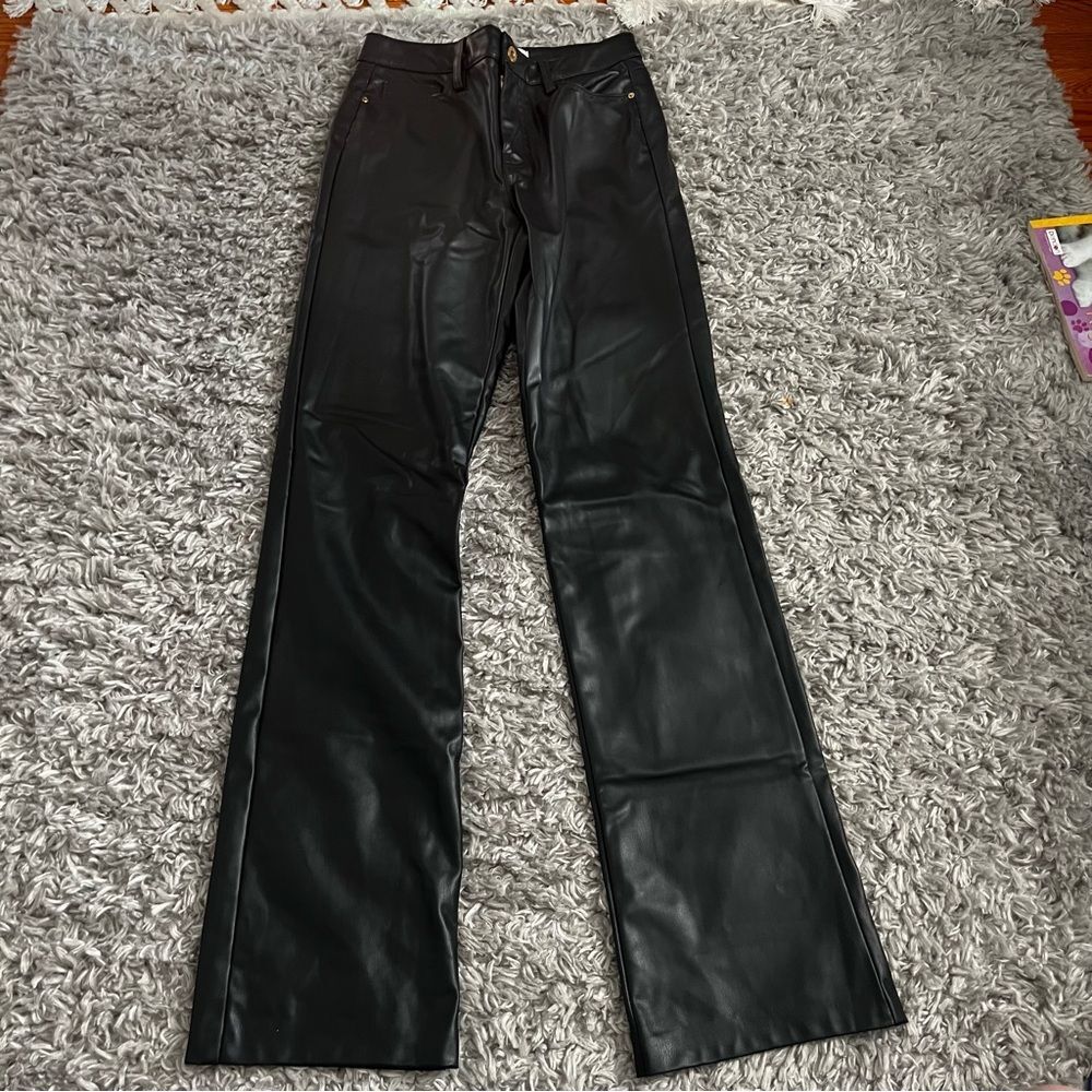 Zara leather straight leg pants size 2